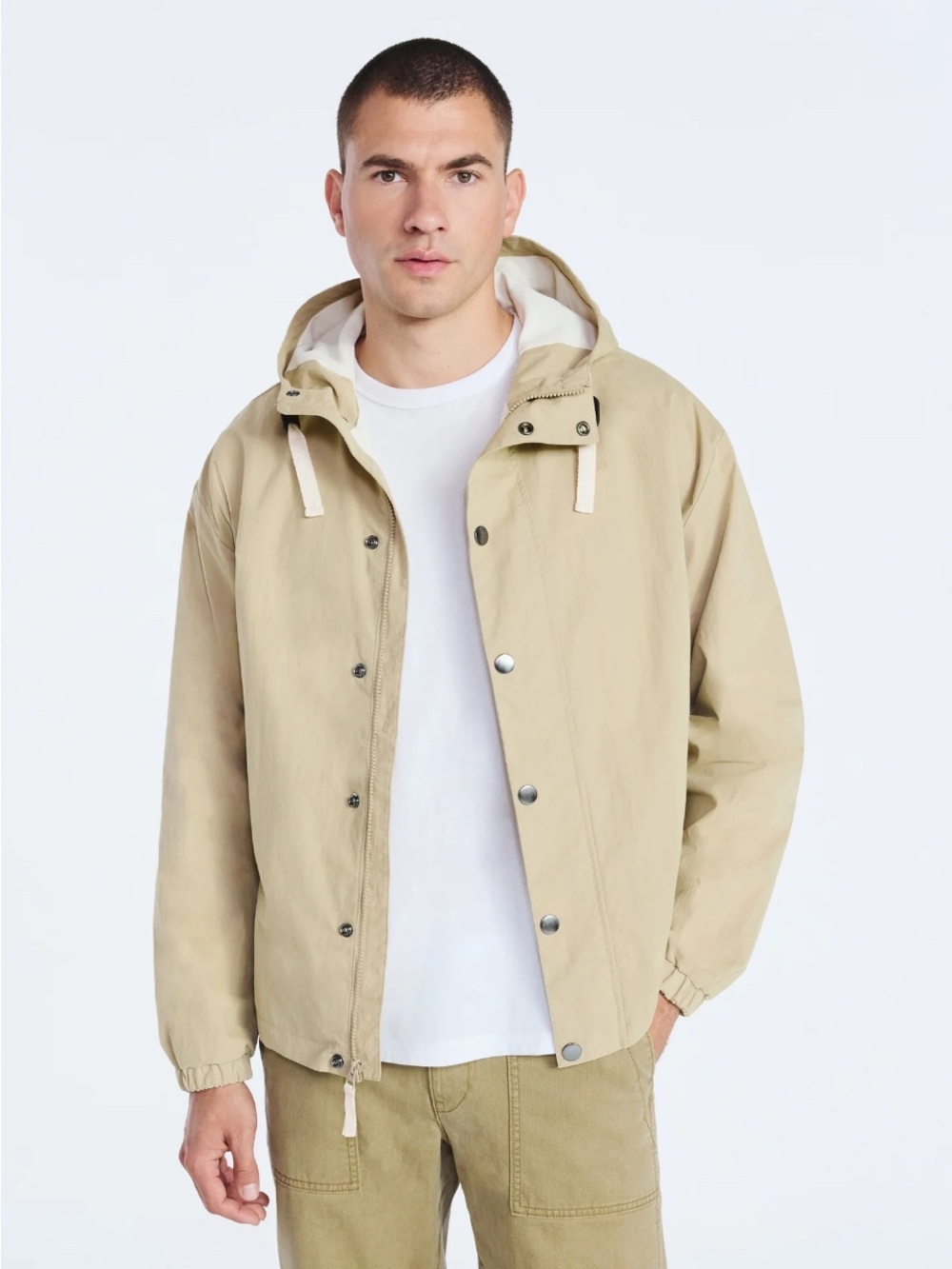 Free Assembly Men's Utility Jacket with Hood, Size Large
